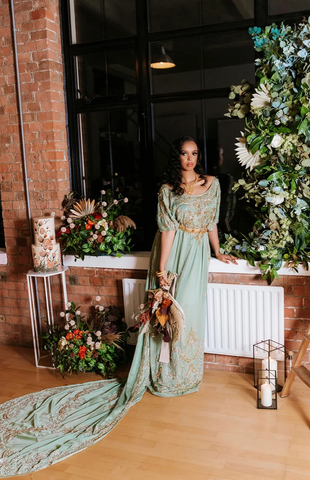 Deep Tranquil Green Heavy Bridal Dirac Set