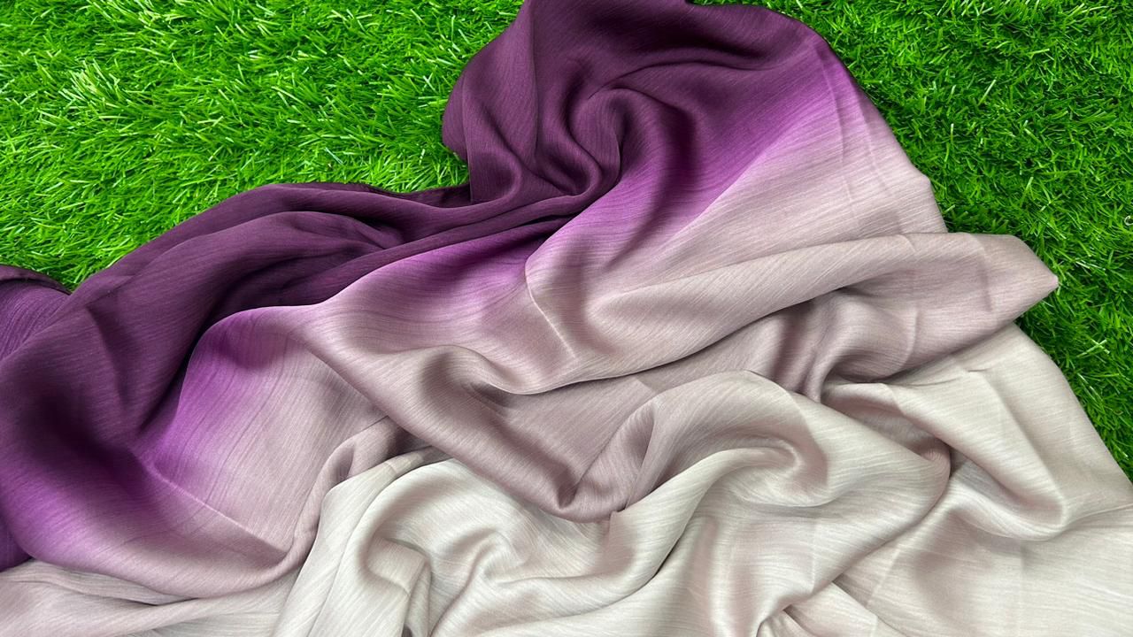 Purple to Off-White Viscose Scarf