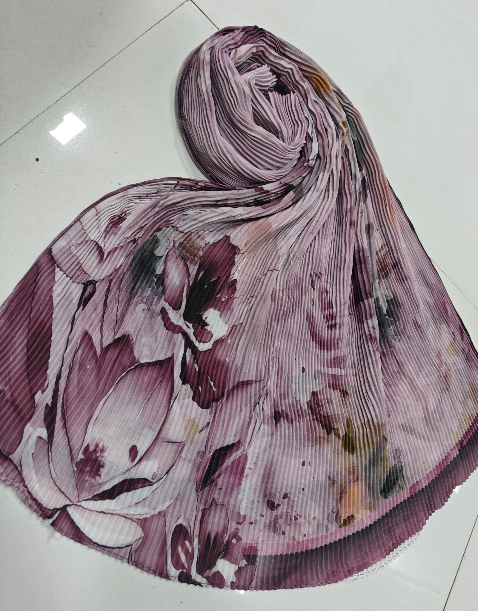 Pink with Maroon Outline Viscose Scarf