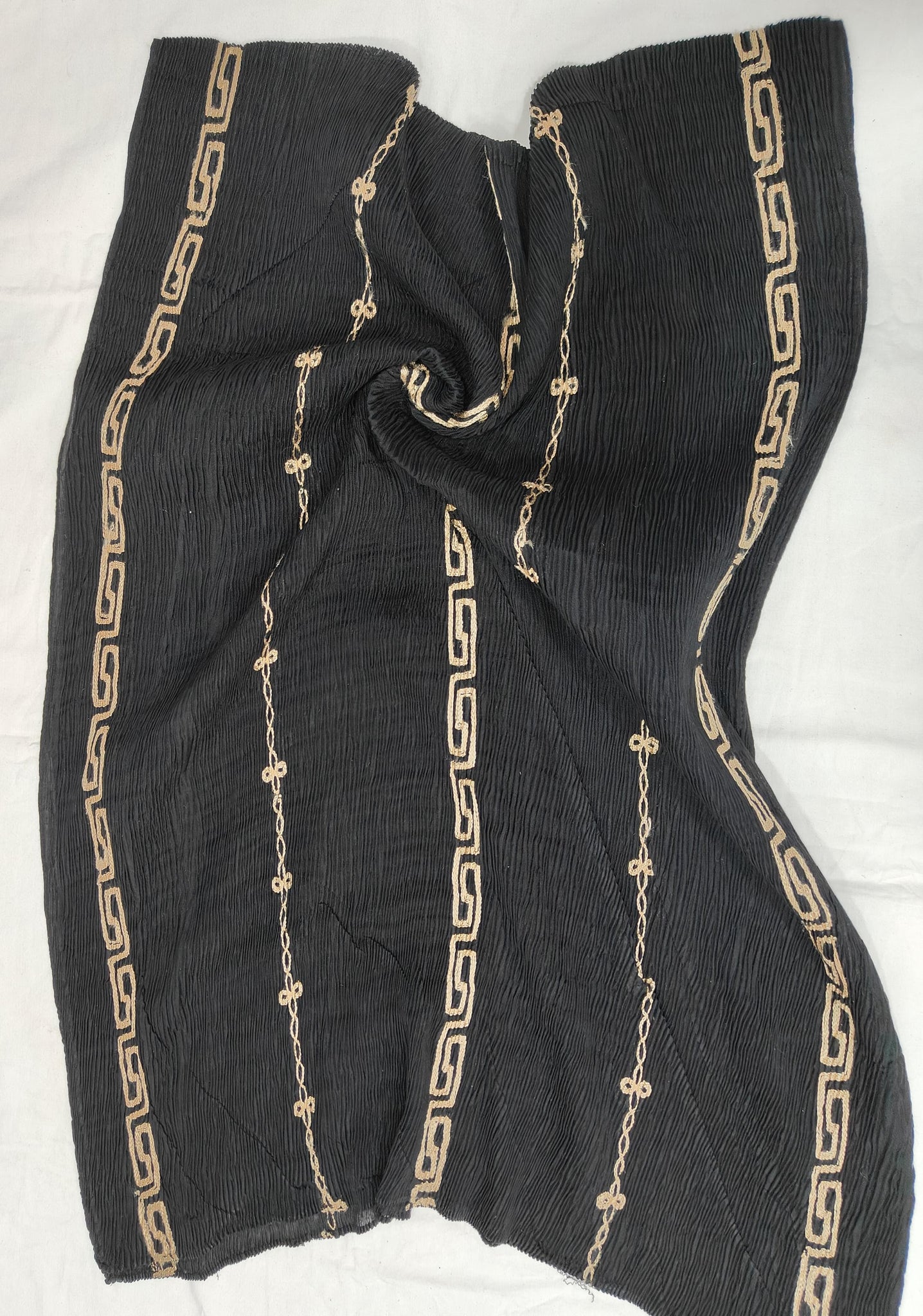 Black with Gold Stripe Design Viscose Scarf