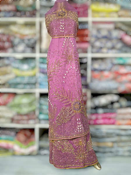 High On Demanded Nigerian Women Bride Raw Silk + Net Lace Fabric George Wrappers