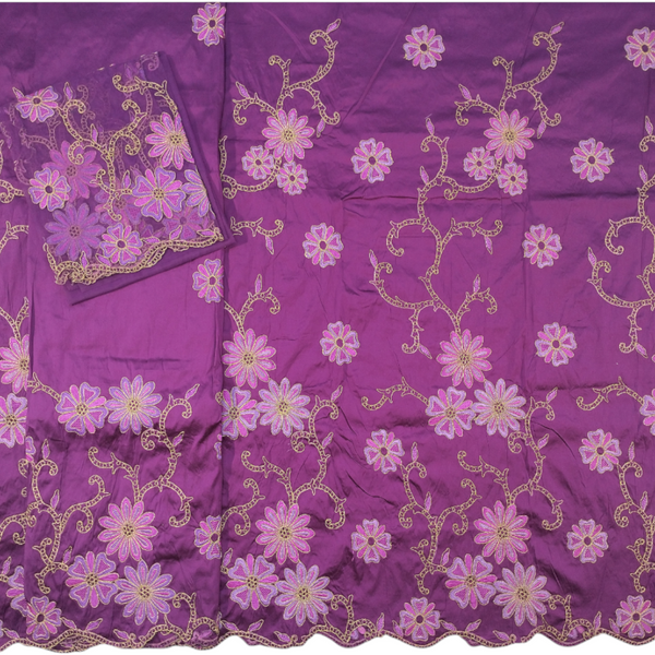 Magenta  George Wrapper Fabric With Floral Embroidery Design For Women Dress