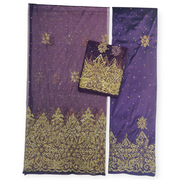 Second Gold Design on Dark Purple Background Medium George Wrapper