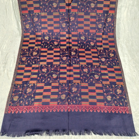 Multicolor on Dark Purple Background Pashmina Shawl Available in Beige, Orange, Pink, Darkest Blue, Black, White, Light Blue, Dark Red, and Beige Green