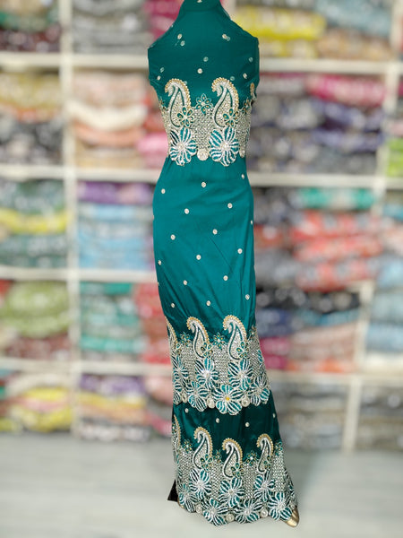 Fine Quality Crystal Stone Beaded Indian George Wrappers Fabric For Women Party wear Fabric