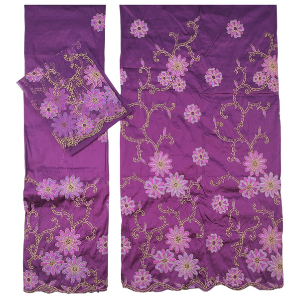 Magenta  George Wrapper Fabric With Floral Embroidery Design For Women Dress