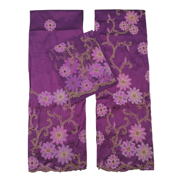 Magenta  George Wrapper Fabric With Floral Embroidery Design For Women Dress