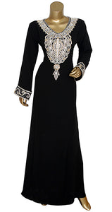 Handmade Kaftan With Heavy Crystal / Bead Work Long Dress Gown Party Wear for Women