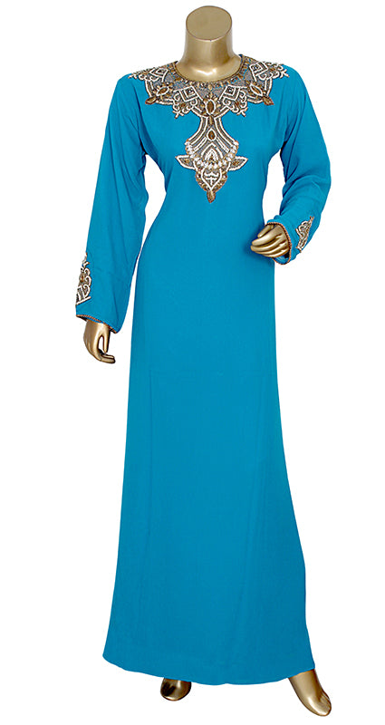 Womens New Moroccan Dubai Kaftans Abaya Dress Very Fancy Long Gown Party Wear