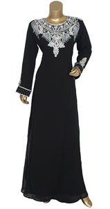 Order Online Women Evening Dubai Beaded Black Kaftan Sequins With Embroidery Design